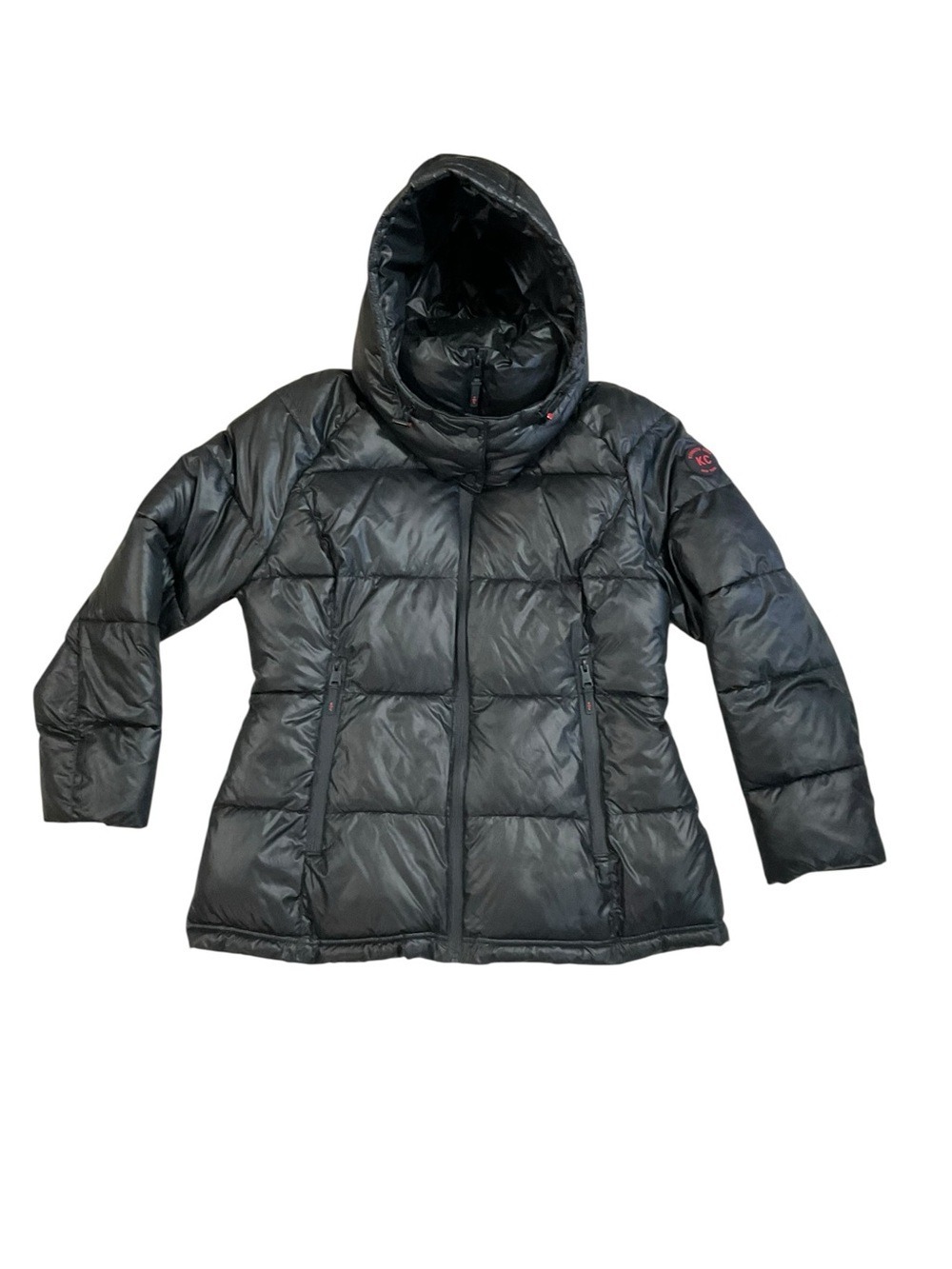 Kenneth Cole New York Black Hooded Puffer Coat XL